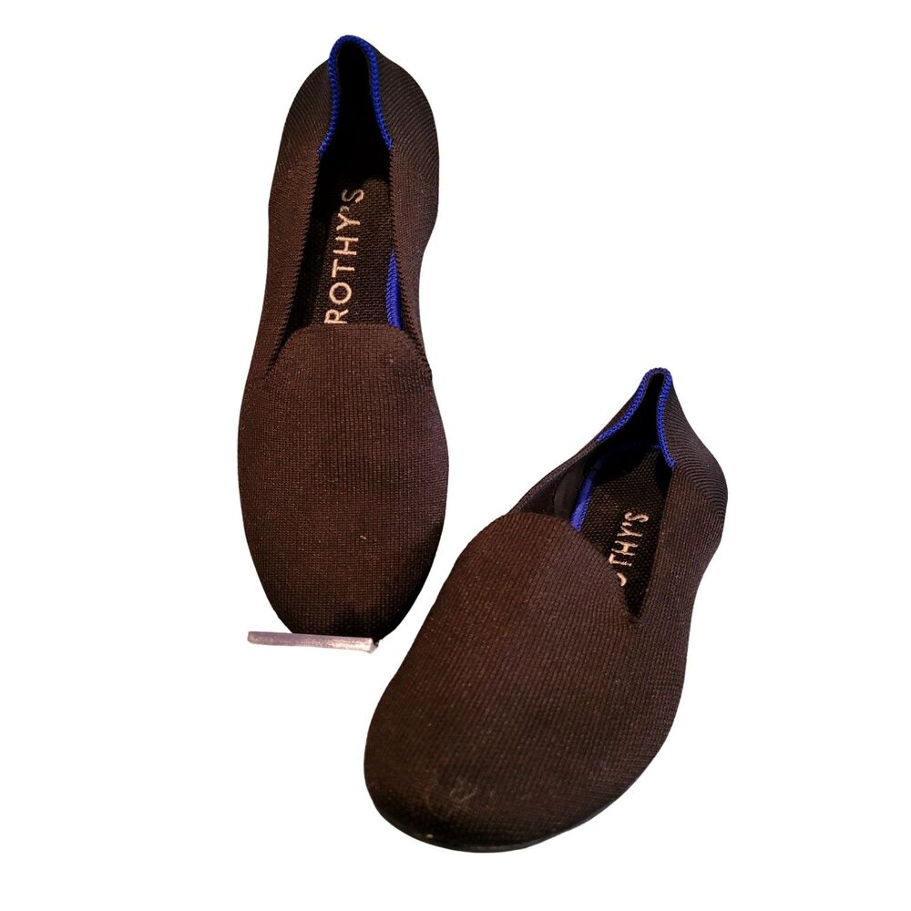 Rothy's Black Round Toe 7.5 Women's Shoe Loafer "The Flat" Ballet Flats Loafer